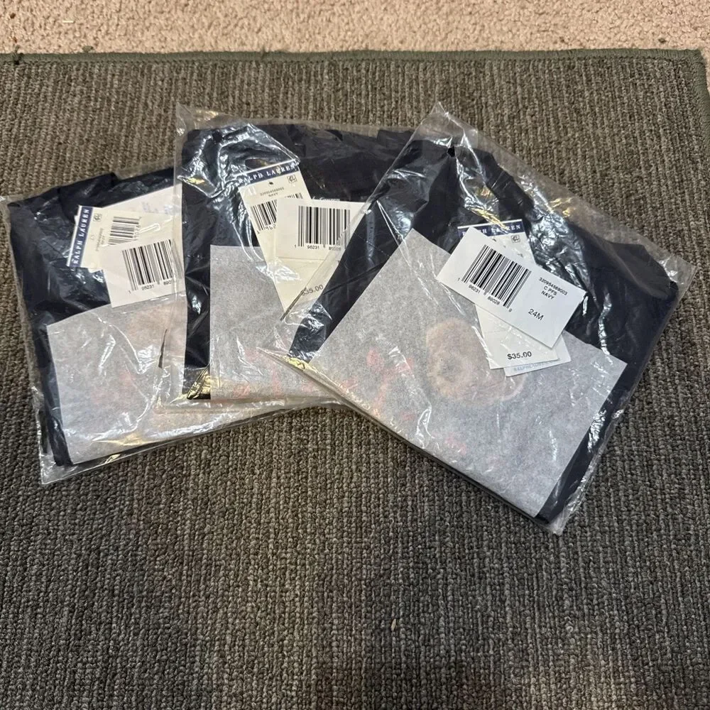 NWT, Boys POLO RALPH LAUREN Navy Short Sleeved Polo Bear T-Shirt. Size 24M